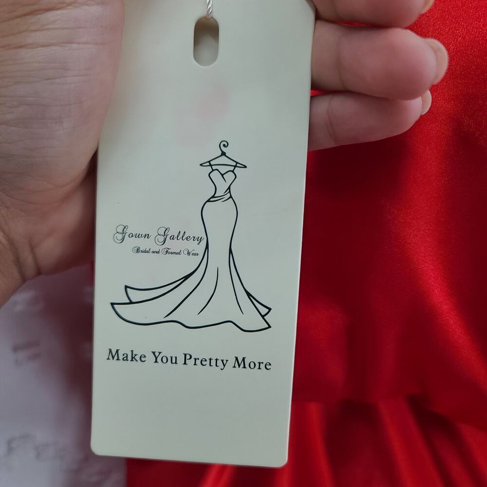 Satin Red halter pleated Elegant Maxi Gown Prom Sz 16W Formal Valentine's - Picture 13 of 13